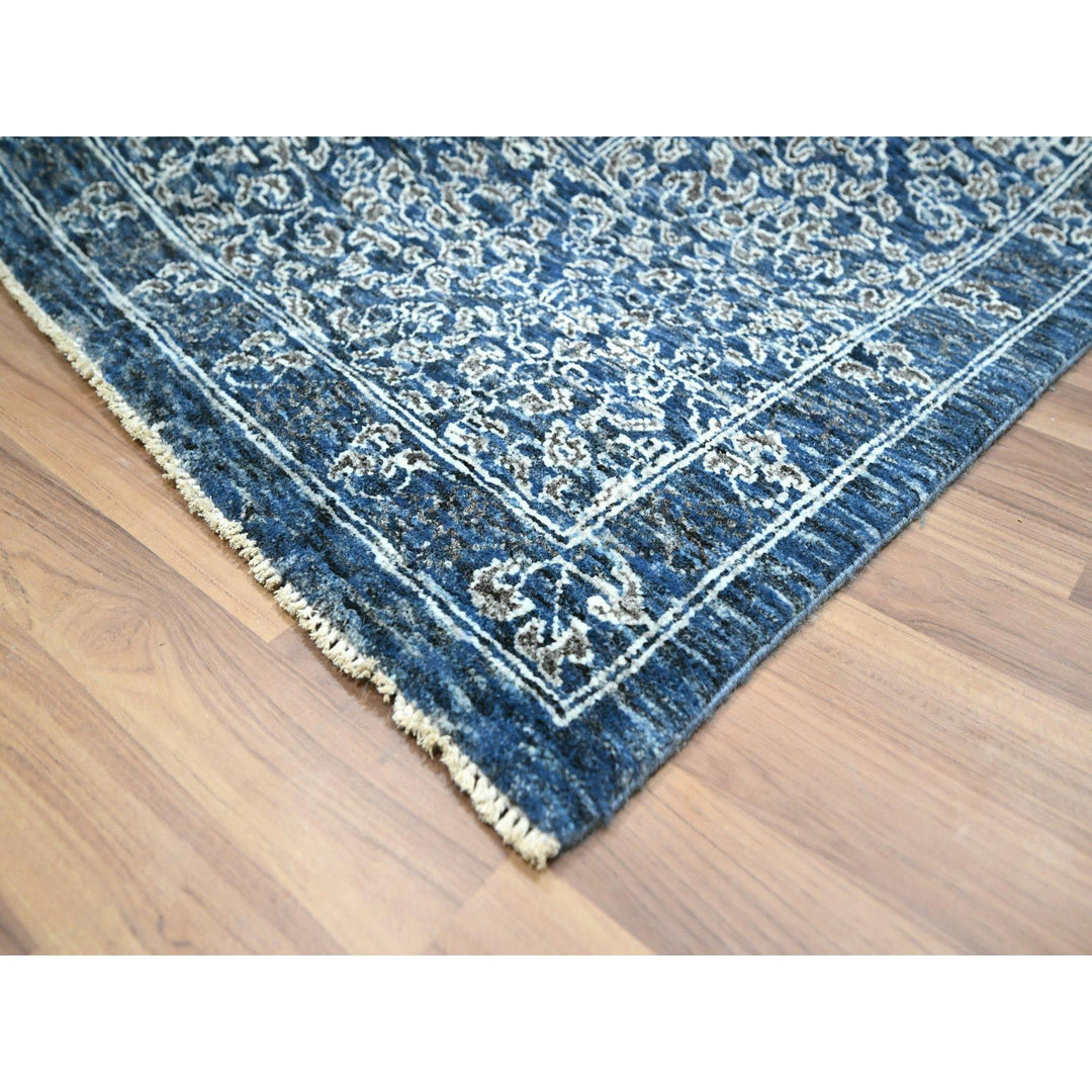 9'2" x 12'5" New Hand Knotted Blue Wool Rectangle Oriental Rug - MOA10276422