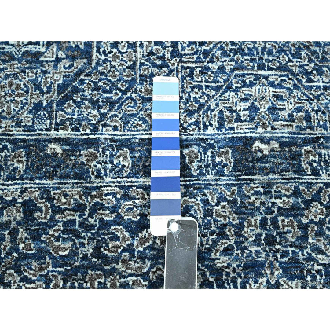 9'2" x 12'5" New Hand Knotted Blue Wool Rectangle Oriental Rug - MOA10276422