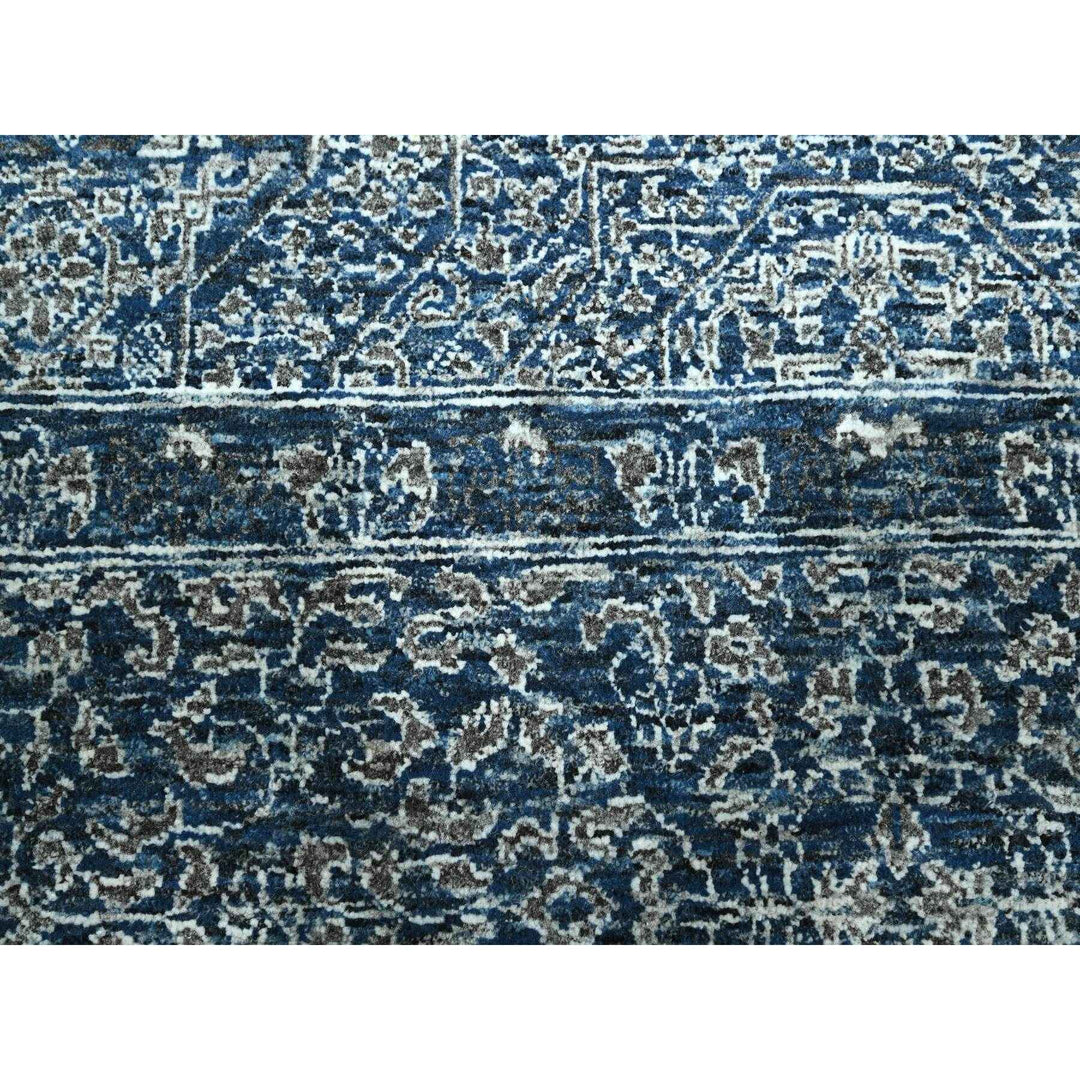 9'2" x 12'5" New Hand Knotted Blue Wool Rectangle Oriental Rug - MOA10276422