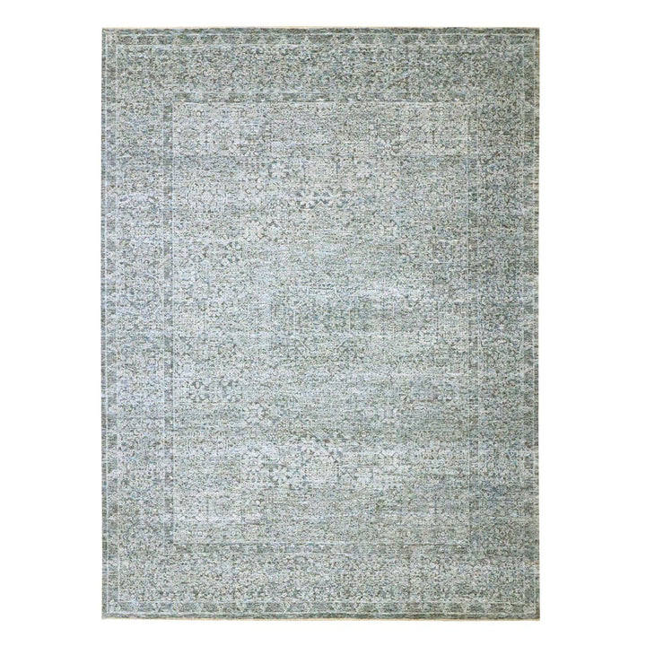 9'1" x 12'2" New Hand Knotted Blue Wool Rectangle Oriental Rug - MOA10276423