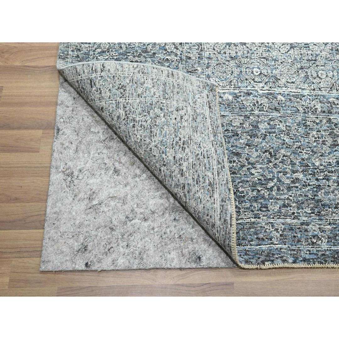 9'1" x 12'2" New Hand Knotted Blue Wool Rectangle Oriental Rug - MOA10276423