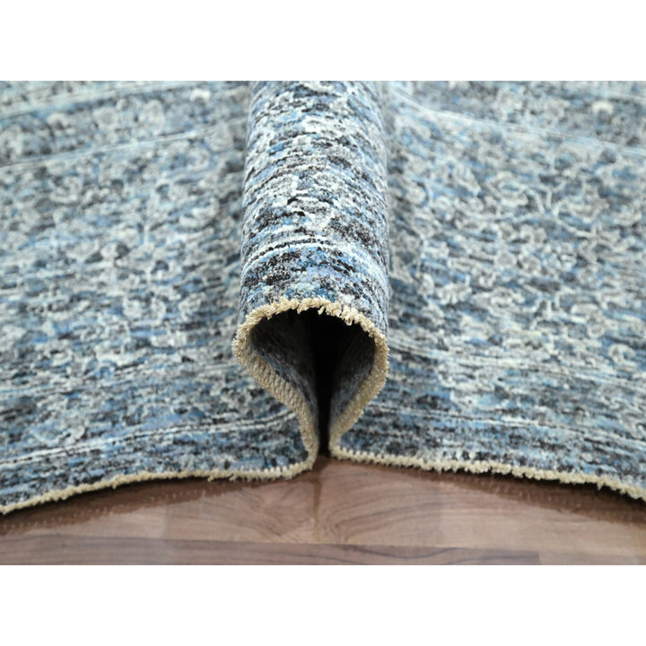 9'1" x 12'2" New Hand Knotted Blue Wool Rectangle Oriental Rug - MOA10276423