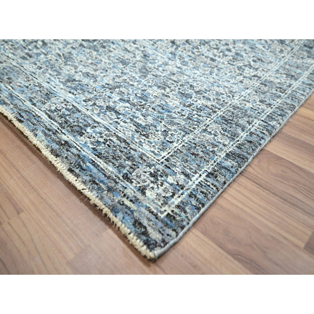 9'1" x 12'2" New Hand Knotted Blue Wool Rectangle Oriental Rug - MOA10276423