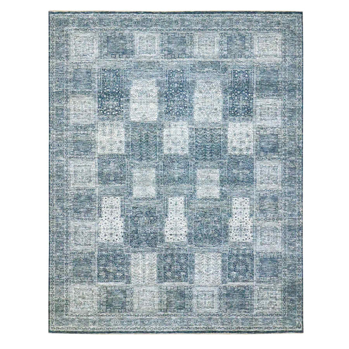 8'1" x 10'2" New Hand Knotted Blue Wool Rectangle Oriental Rug - MOA10276424