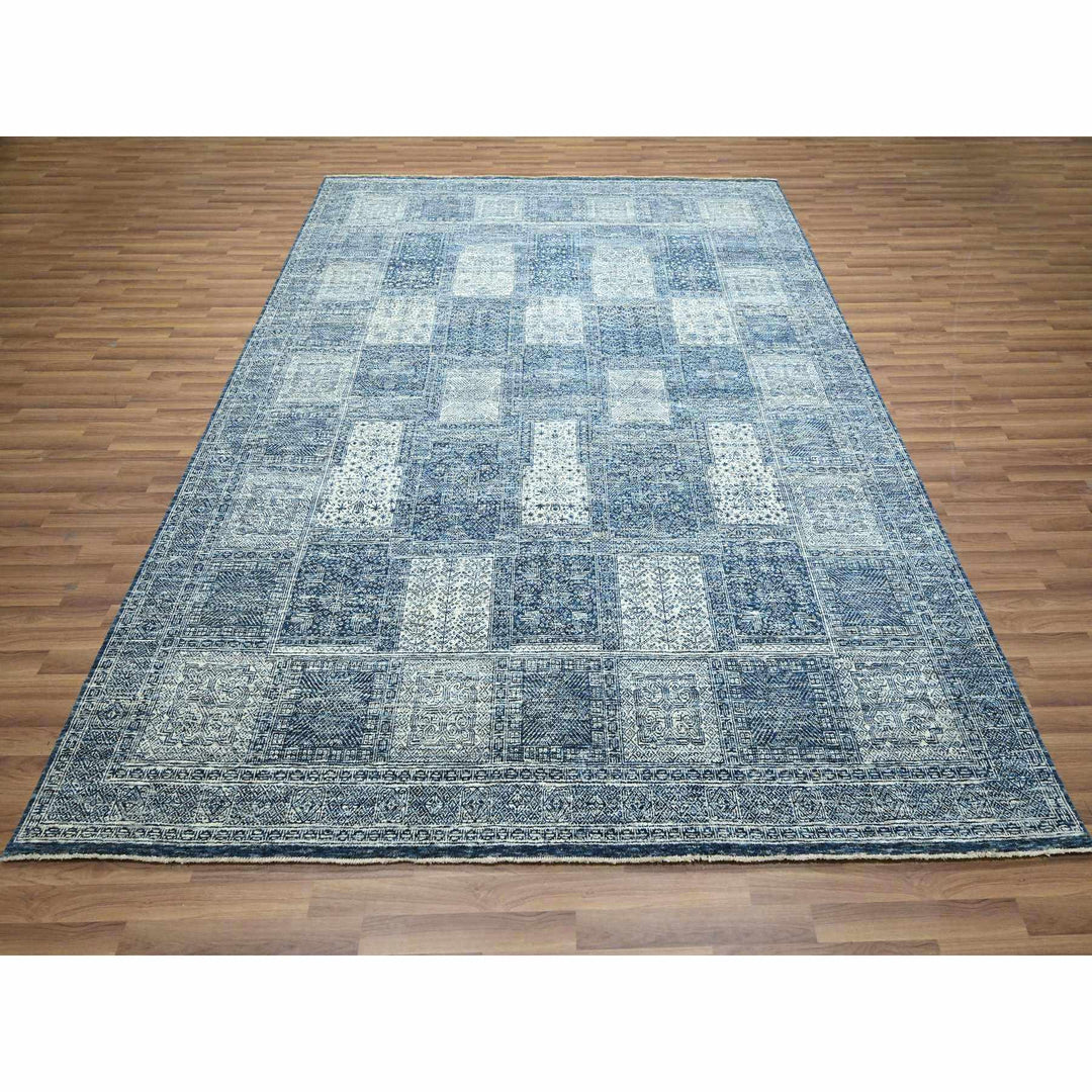 8'1" x 10'2" New Hand Knotted Blue Wool Rectangle Oriental Rug - MOA10276424
