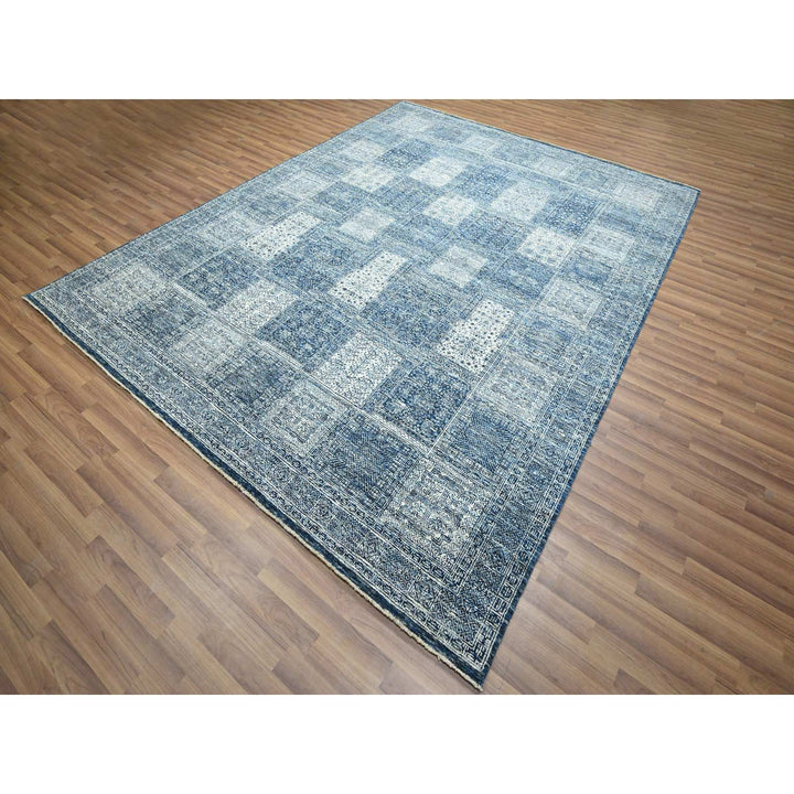 8'1" x 10'2" New Hand Knotted Blue Wool Rectangle Oriental Rug - MOA10276424