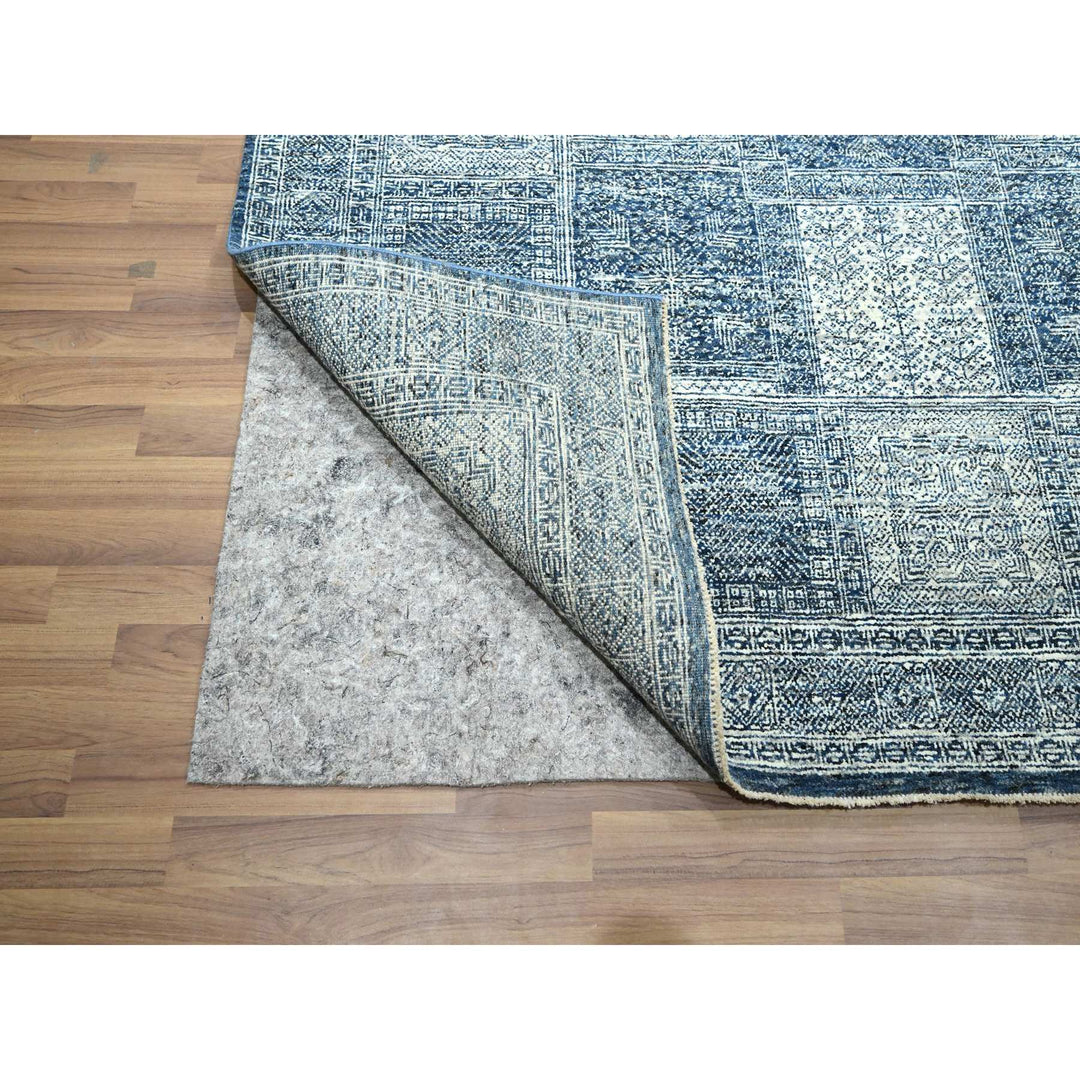 8'1" x 10'2" New Hand Knotted Blue Wool Rectangle Oriental Rug - MOA10276424