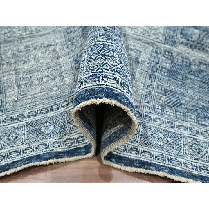 8'1" x 10'2" New Hand Knotted Blue Wool Rectangle Oriental Rug - MOA10276424