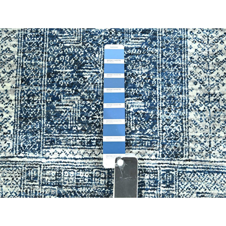 8'1" x 10'2" New Hand Knotted Blue Wool Rectangle Oriental Rug - MOA10276424