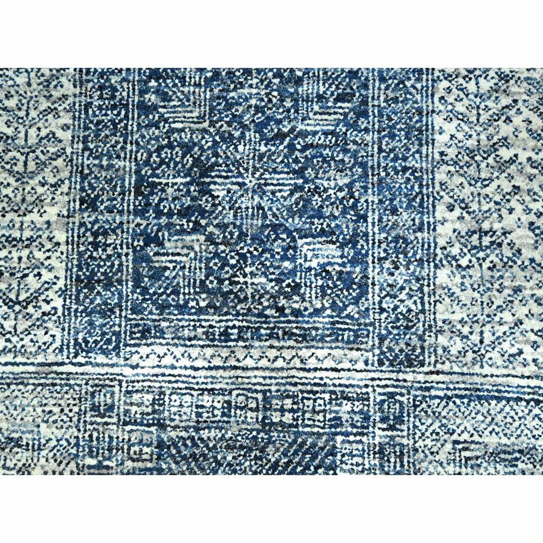 8'1" x 10'2" New Hand Knotted Blue Wool Rectangle Oriental Rug - MOA10276424
