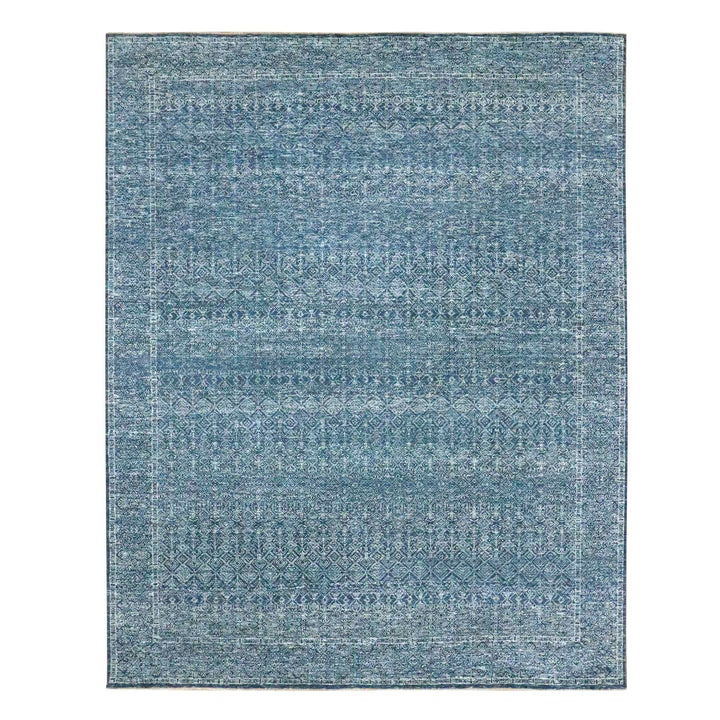 7'11" x 10'1" New Hand Knotted Blue Wool Rectangle Oriental Rug - MOA10276425