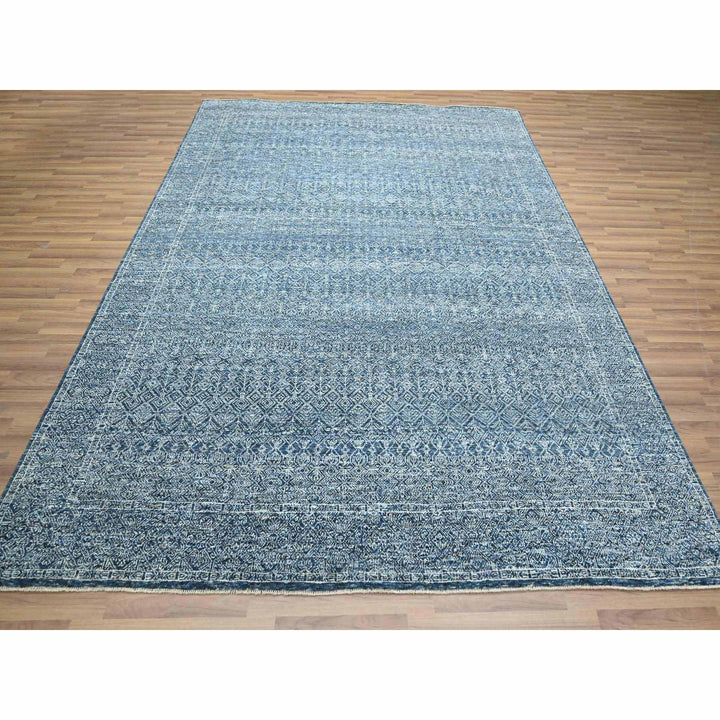 7'11" x 10'1" New Hand Knotted Blue Wool Rectangle Oriental Rug - MOA10276425