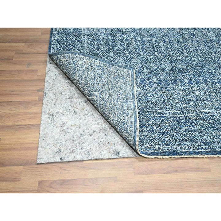7'11" x 10'1" New Hand Knotted Blue Wool Rectangle Oriental Rug - MOA10276425