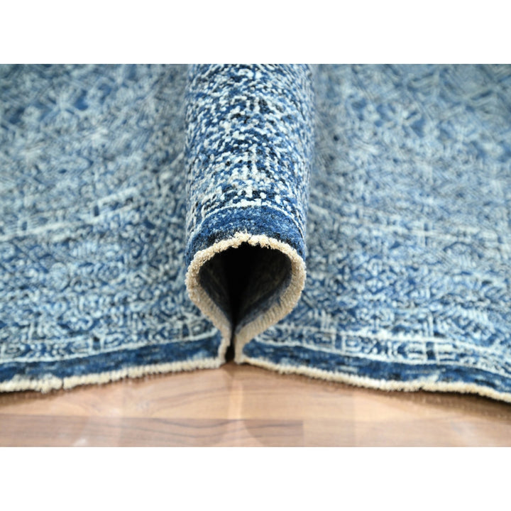 7'11" x 10'1" New Hand Knotted Blue Wool Rectangle Oriental Rug - MOA10276425