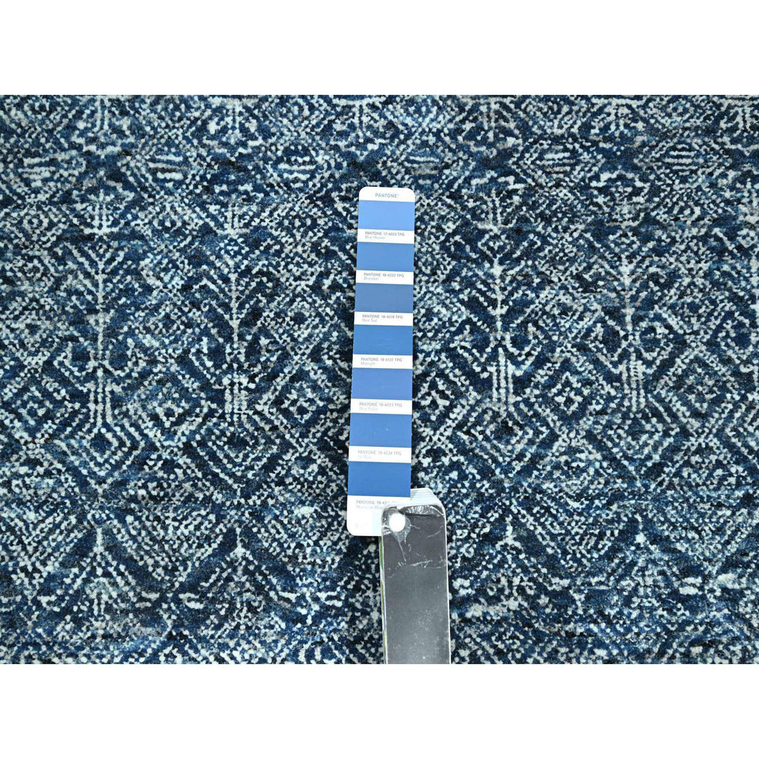 7'11" x 10'1" New Hand Knotted Blue Wool Rectangle Oriental Rug - MOA10276425