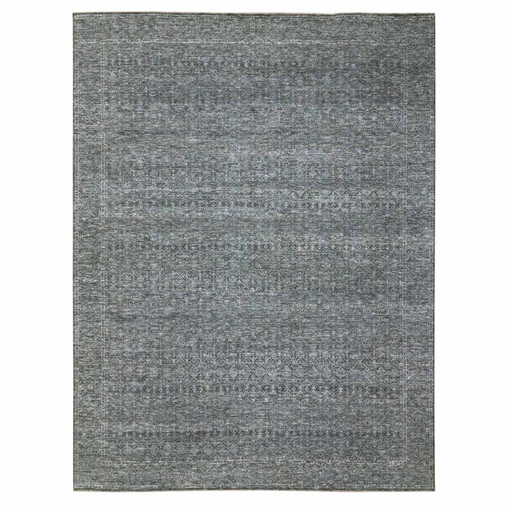 9'2" x 12'1" New Hand Knotted Grey Wool Rectangle Oriental Rug - MOA10276426