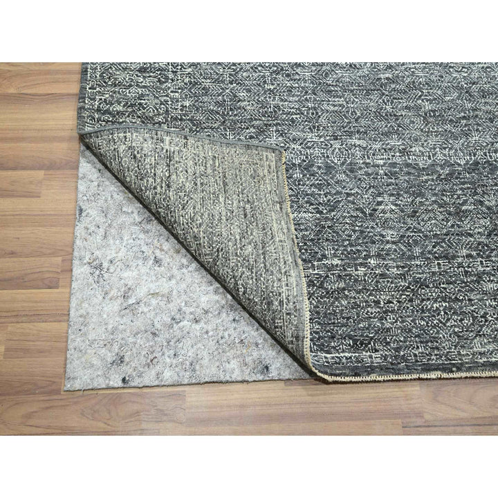 9'2" x 12'1" New Hand Knotted Grey Wool Rectangle Oriental Rug - MOA10276426