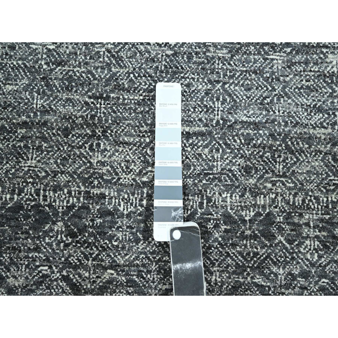 9'2" x 12'1" New Hand Knotted Grey Wool Rectangle Oriental Rug - MOA10276426
