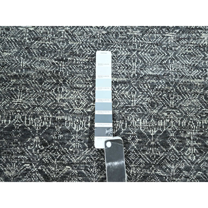 9'2" x 12'1" New Hand Knotted Grey Wool Rectangle Oriental Rug - MOA10276426