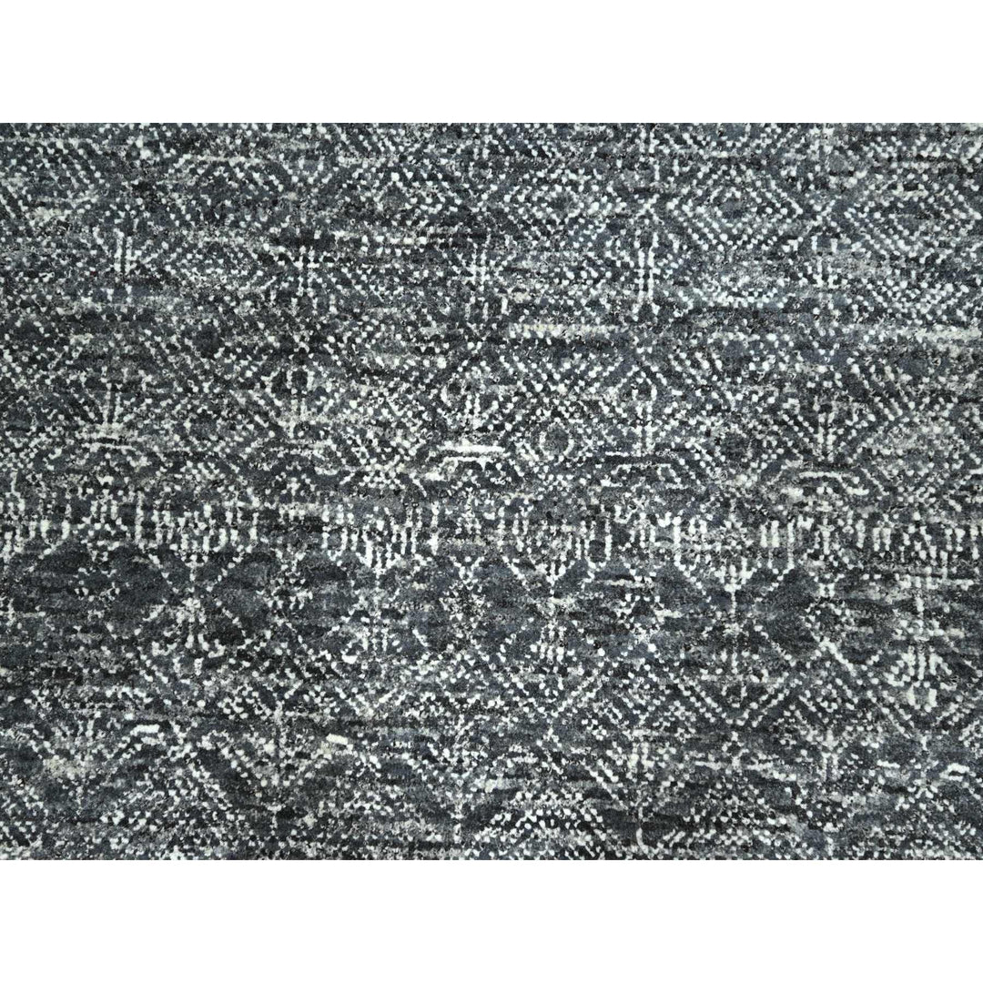 9'2" x 12'1" New Hand Knotted Grey Wool Rectangle Oriental Rug - MOA10276426