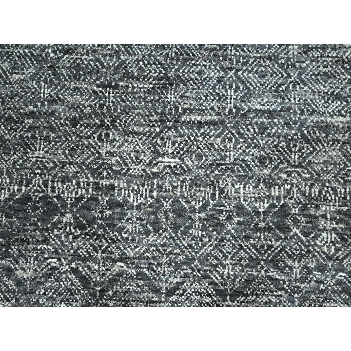 9'2" x 12'1" New Hand Knotted Grey Wool Rectangle Oriental Rug - MOA10276426