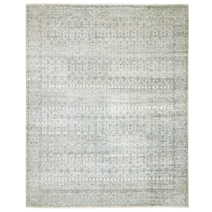 8'1" x 10'1" New Hand Knotted Ivory Wool Rectangle Oriental Rug - MOA10276427