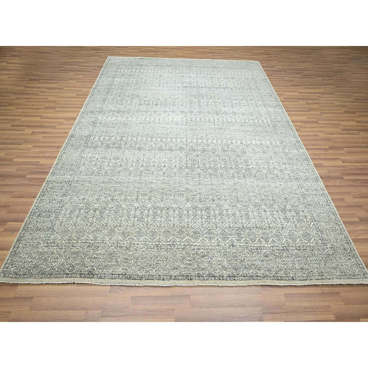 8'1" x 10'1" New Hand Knotted Ivory Wool Rectangle Oriental Rug - MOA10276427
