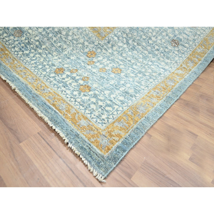 9'1" x 12'2" New Hand Knotted Blue Wool Rectangle Oriental Rug - MOA10276428