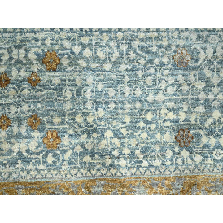9'1" x 12'2" New Hand Knotted Blue Wool Rectangle Oriental Rug - MOA10276428