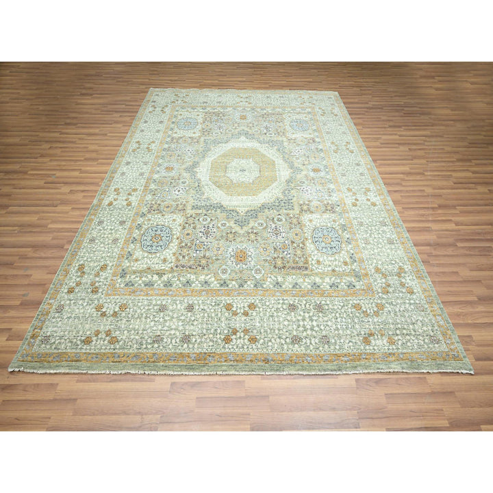 8'2" x 10'4" New Hand Knotted Green Wool Rectangle Oriental Rug - MOA10276429