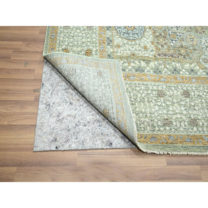 8'2" x 10'4" New Hand Knotted Green Wool Rectangle Oriental Rug - MOA10276429