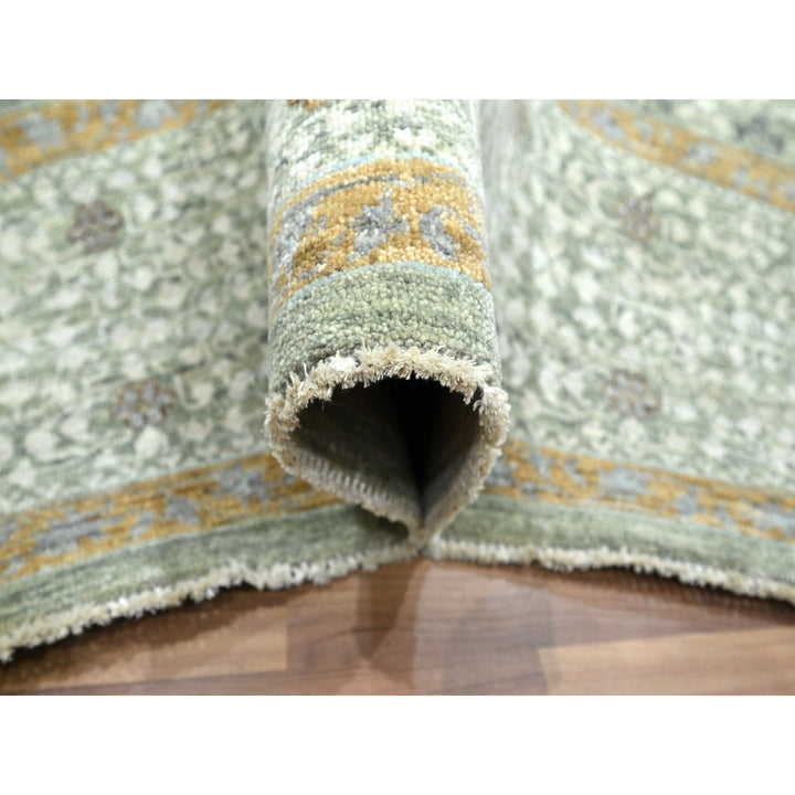 8'2" x 10'4" New Hand Knotted Green Wool Rectangle Oriental Rug - MOA10276429