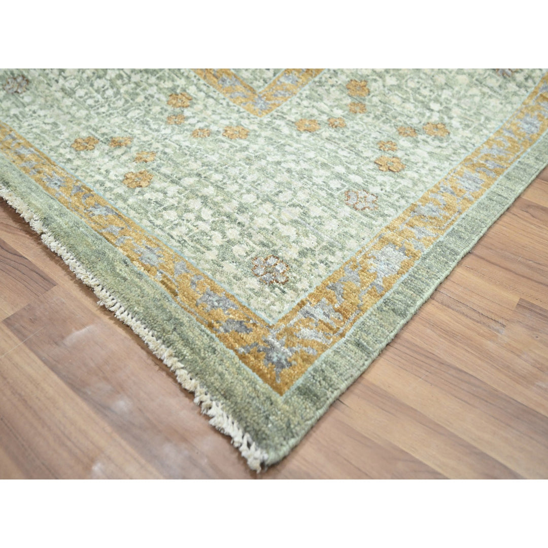 8'2" x 10'4" New Hand Knotted Green Wool Rectangle Oriental Rug - MOA10276429