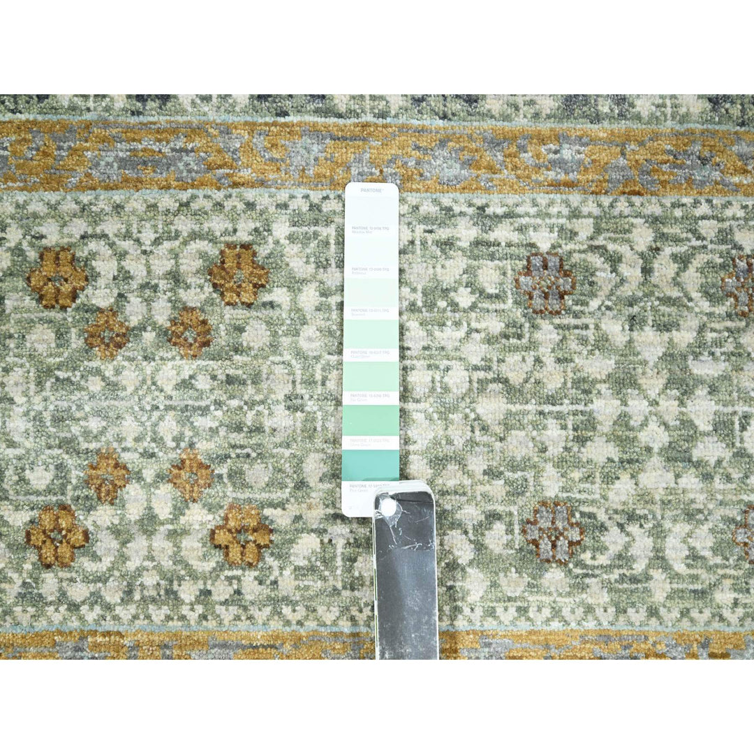 8'2" x 10'4" New Hand Knotted Green Wool Rectangle Oriental Rug - MOA10276429
