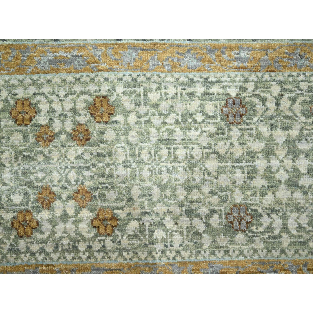 8'2" x 10'4" New Hand Knotted Green Wool Rectangle Oriental Rug - MOA10276429