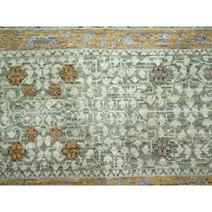 8'2" x 10'4" New Hand Knotted Green Wool Rectangle Oriental Rug - MOA10276429
