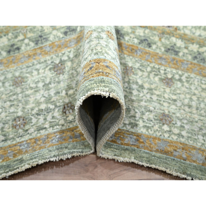 8'2" x 10'1" New Hand Knotted Green Wool Rectangle Oriental Rug - MOA10276430