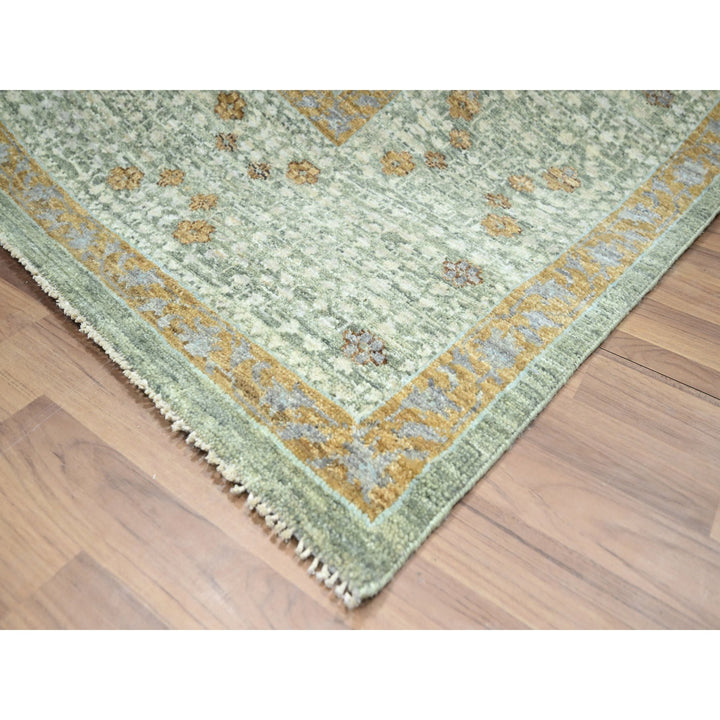8'2" x 10'1" New Hand Knotted Green Wool Rectangle Oriental Rug - MOA10276430