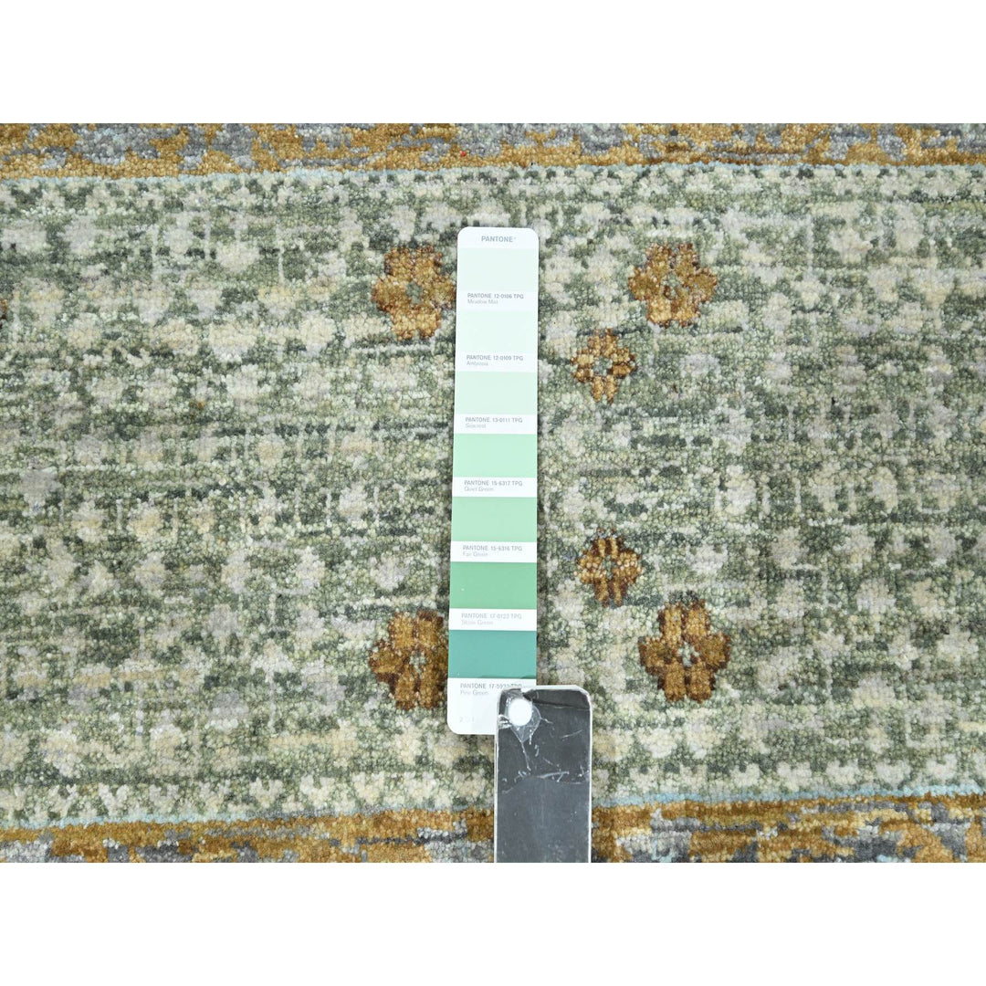 8'2" x 10'1" New Hand Knotted Green Wool Rectangle Oriental Rug - MOA10276430