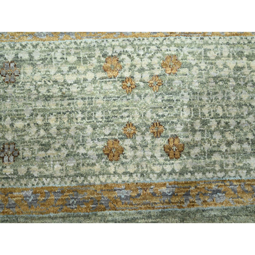 8'2" x 10'1" New Hand Knotted Green Wool Rectangle Oriental Rug - MOA10276430
