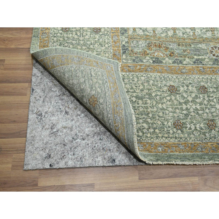8'11" x 12'1" New Hand Knotted Green Wool Rectangle Oriental Rug - MOA10276432
