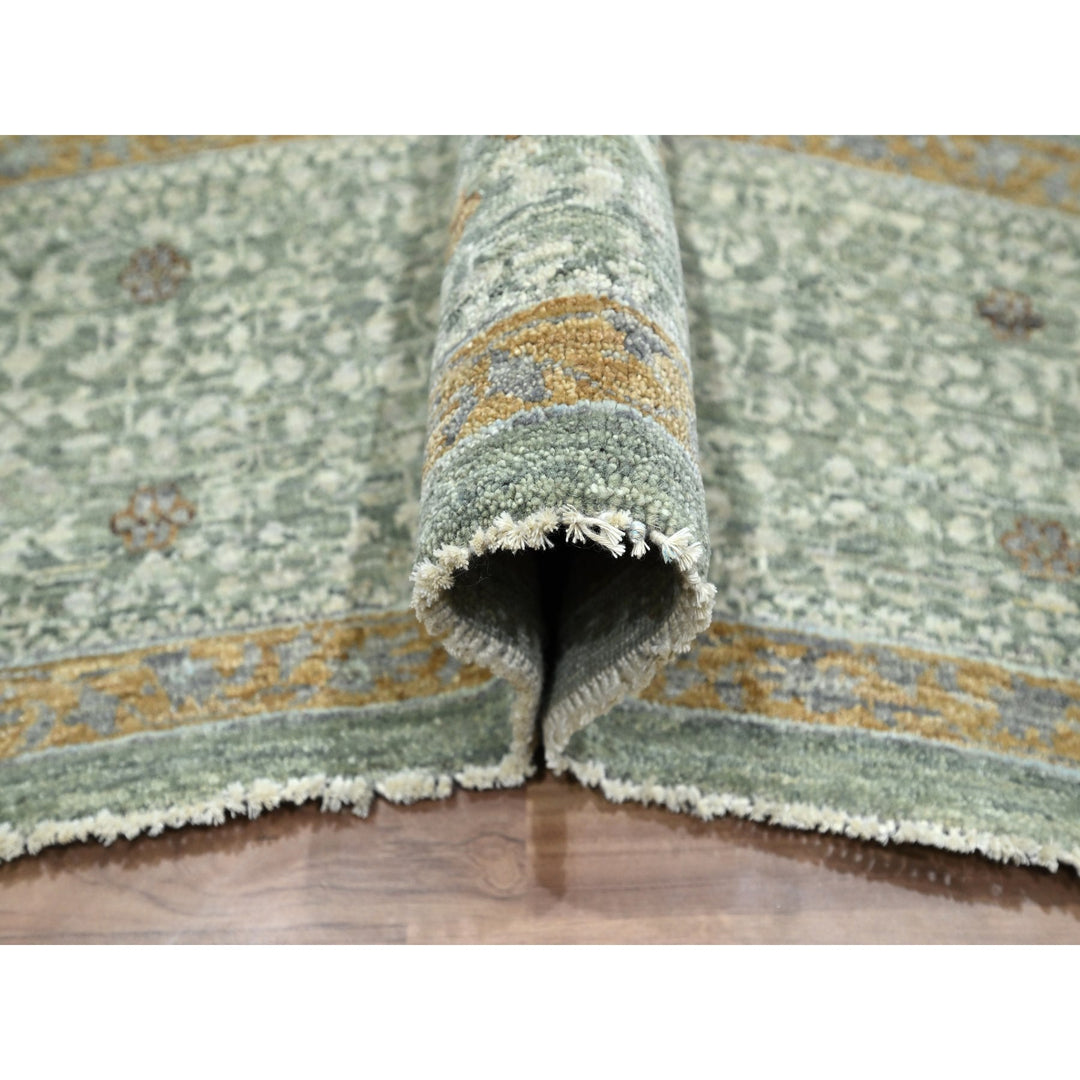 8'11" x 12'1" New Hand Knotted Green Wool Rectangle Oriental Rug - MOA10276432