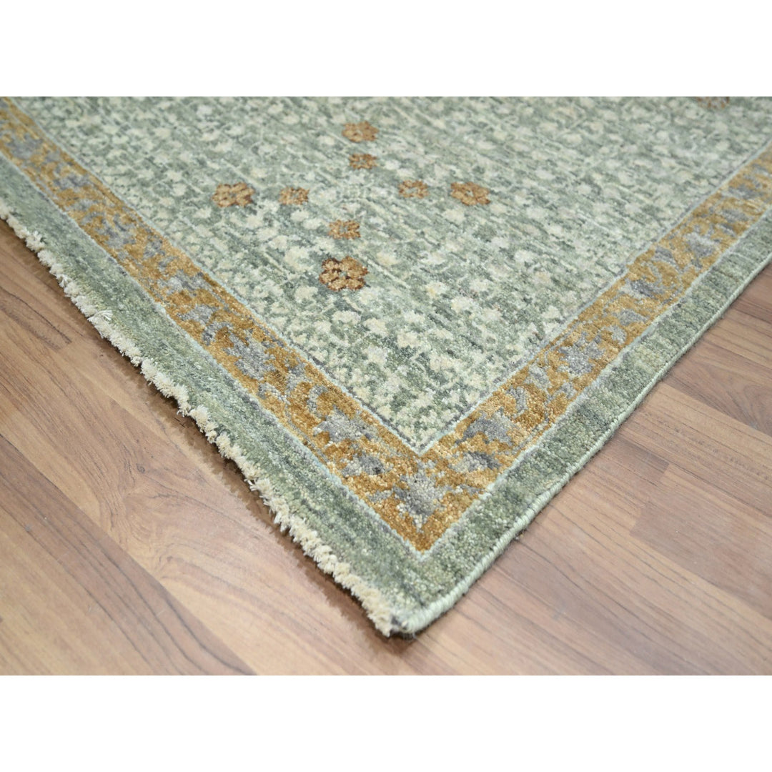 8'11" x 12'1" New Hand Knotted Green Wool Rectangle Oriental Rug - MOA10276432