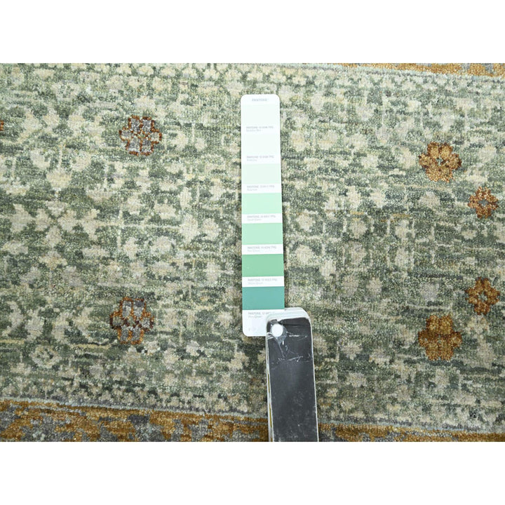 8'11" x 12'1" New Hand Knotted Green Wool Rectangle Oriental Rug - MOA10276432