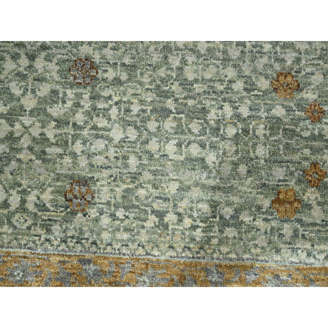8'11" x 12'1" New Hand Knotted Green Wool Rectangle Oriental Rug - MOA10276432