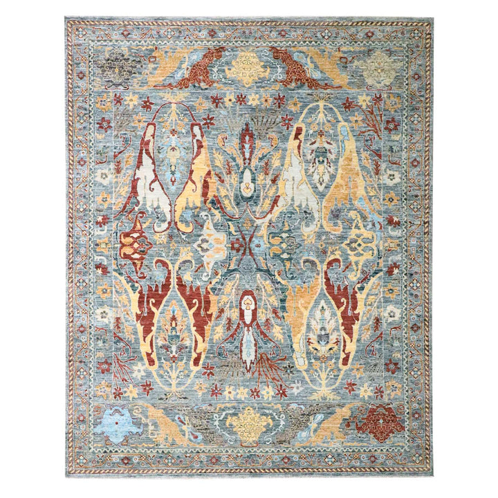 7'11" x 10'0" New Hand Knotted Grey Wool Rectangle Oriental Rug - MOA10276433