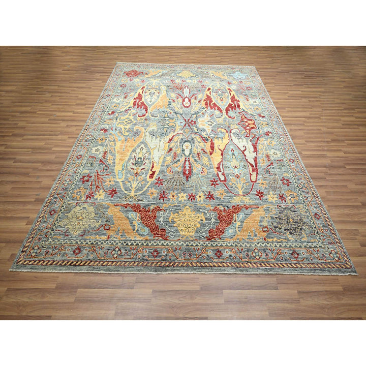 7'11" x 10'0" New Hand Knotted Grey Wool Rectangle Oriental Rug - MOA10276433