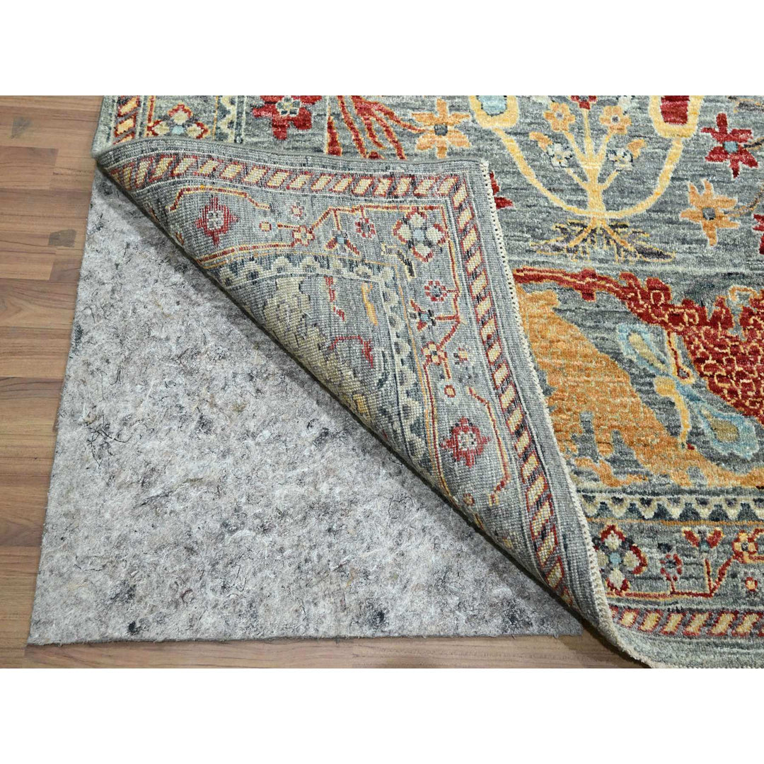 7'11" x 10'0" New Hand Knotted Grey Wool Rectangle Oriental Rug - MOA10276433