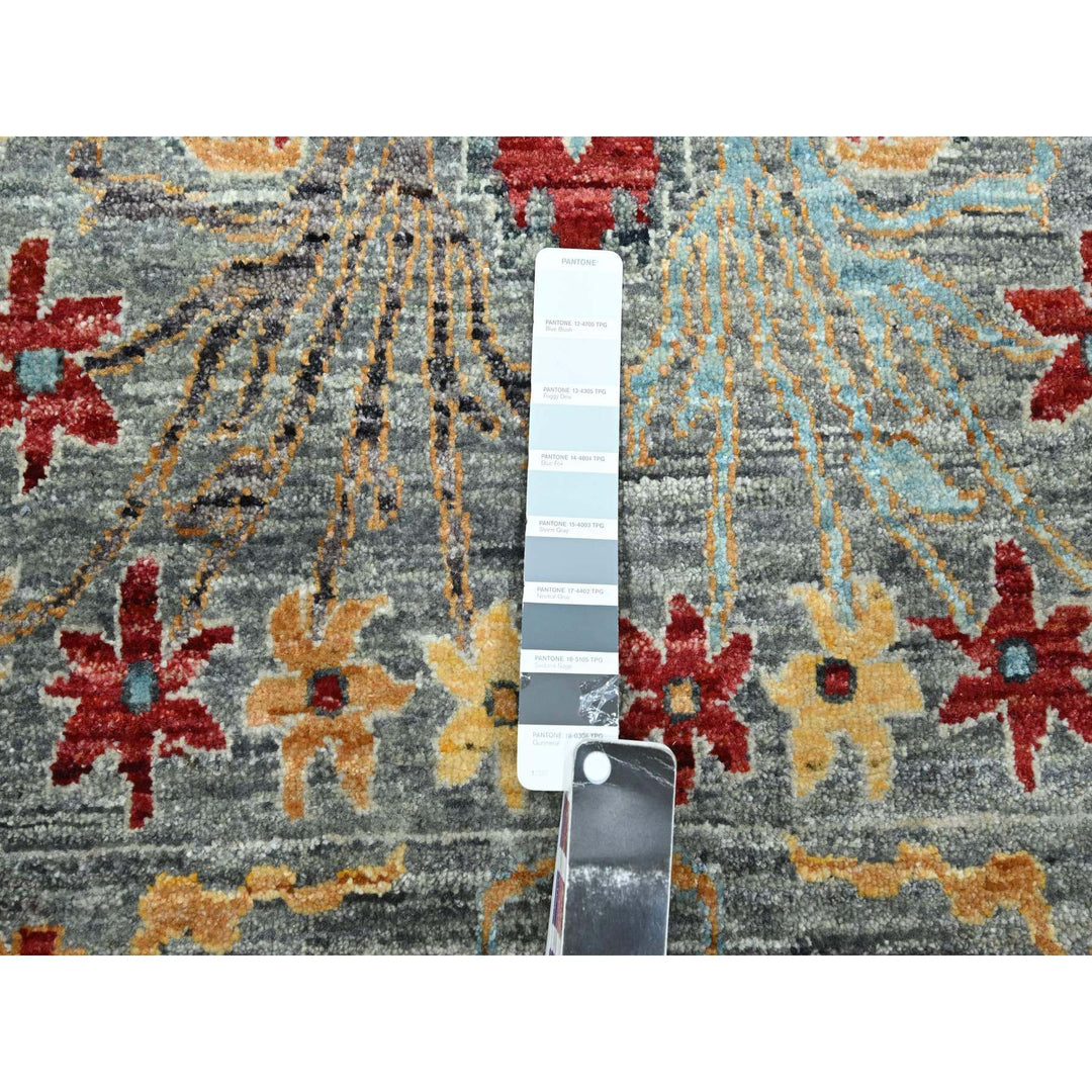7'11" x 10'0" New Hand Knotted Grey Wool Rectangle Oriental Rug - MOA10276433
