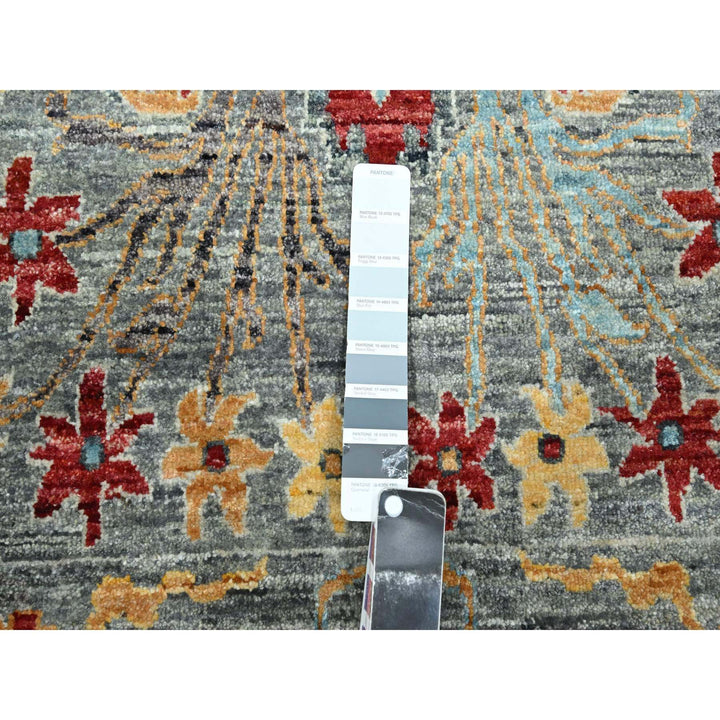 7'11" x 10'0" New Hand Knotted Grey Wool Rectangle Oriental Rug - MOA10276433